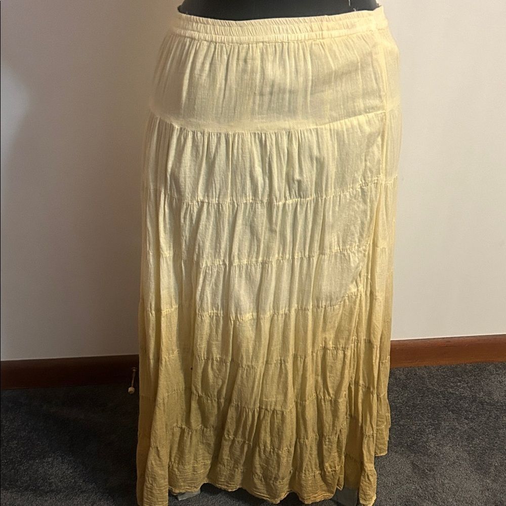 Women’s Yellow & Gold Tiered Maxi Skirt